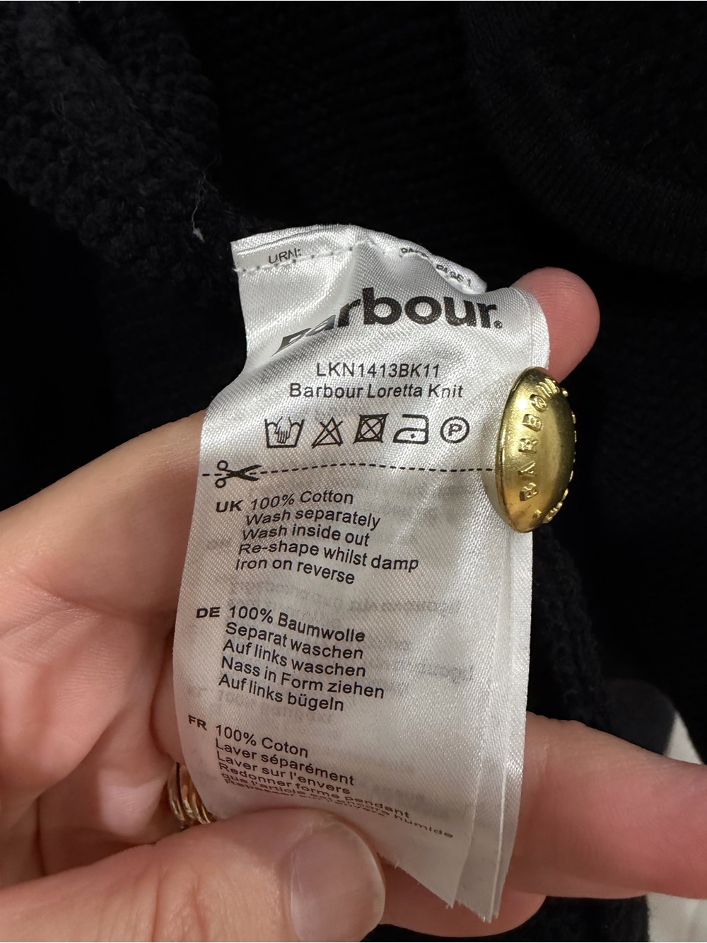NWOT Barbour Loretta Knit Black Open-Front Lady Jacket with Gold Button Accents - Picture 7 of 9